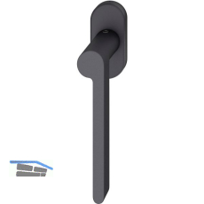 FSB Fenstergriff 34 1021 ovale Rosette, links, Aluminium schwarz matt
