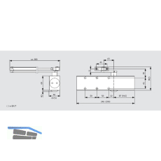 DORMAKABA T�rschlie�er TS 83 mit Flachgest�nge, EN 3-6, Abschaltung, wei�