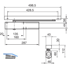 GEZE T�rschlie�er TS 5000E, EN 2-6, 1-flg. Gleitschiene, RAL 9016
