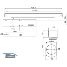 GEZE T�rschlie�er TS 5000 L-E, EN 2-6, 1-flg. Gleitschiene, RAL 9016