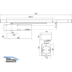 GEZE T�rschlie�er TS 5000 L-R, EN 2-6, 1-flg. Gleitschiene, silber