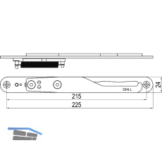 IMH-ABS Mitnehmerhaken GF UNI 24 V Gr.1, 225 x 24 mm,schwarz verzinkt,DIN links
