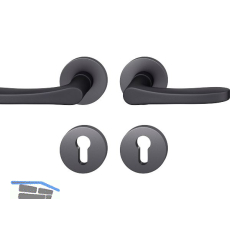 FSB Dr�ckergarnitur 12 1106 ASL auf Rosette PZ, Aluminium schwarz matt