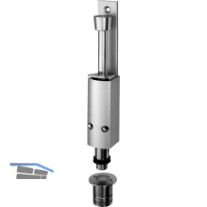 T�rfeststeller 1242 mit Bodenb�chse Hub 60 mm, Alu silber lackiert / Edelstahl