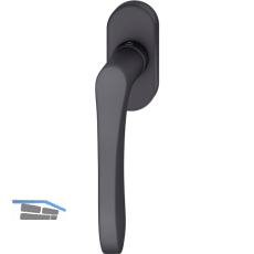 FSB Fenstergriff 34 1106 ovale Rosette, Aluminium schwarz matt