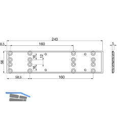 ECO Montageplatte f�r Newton TS 20, 243 x 56 x 5 mm, silber