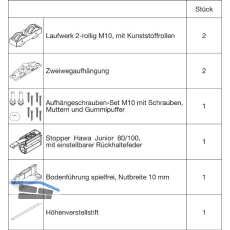 HAWA Junior 100/Z Beschlagset Holz 1 Fangstopper Standard