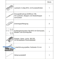 HAWA Junior 100/Z Beschlagset Holz 1 Fangstopper Standard/SoftMove
