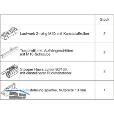 HAWA Junior 100/B Beschlagset Holz 2 Fangstopper Standard