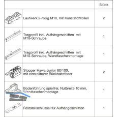 HAWA Junior 100/B-Pocket Beschlagset Holz 2 Fangstopper Standard