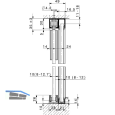 HAWA-Junior 40/GP Laufschienenset Festverglasung L=6000 mm Alu silber eloxiert