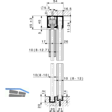 HAWA Junior 80/GP Laufschienenset Festverglasung L=2500 mm Alu silber eloxiert