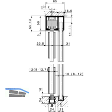 HAWA Junior 120/GP Laufschienenset Festverglasung L=6000 mm silber eloxiert