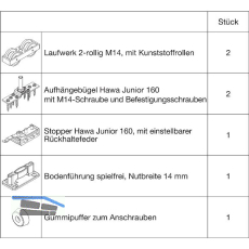 HAWA Junior 160/A Beschlagset Holz ohne Laufschiene