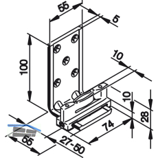 HAWA-Confort Bodenf�hrung 1-teilig Holz Nut 10 mm F�hrungswinkel lang schwarz