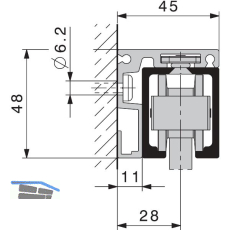 HAWA-Junior 100 Holz Winkelprofil Wandmontage auf Ma� T�rst�rke bis 42 mm silber