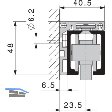HAWA Junior 80 Glas Winkelprofil Wandmontage auf Ma� silber eloxiert