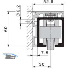 HAWA Junior 120 Holz/Glas Winkelprofil Wandmontage auf Ma� silber
