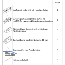 HAWA Junior 40/Z Beschlagset Holz ohne Laufschiene