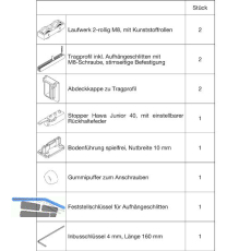 HAWA Junior 40/B Beschlagset Holz ohne Laufschiene