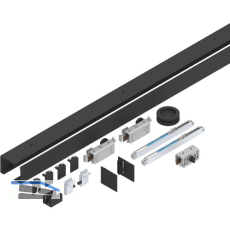 HELM GT-L 50 Beschlagset Glas 8-10 mm L=2000 mm Wand 50 kg Alu schwarz matt