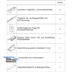 HAWA Junior 120/B Beschlagset Holz ohne Laufschiene