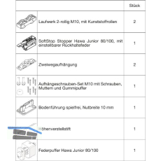 HAWA Junior 100/Z-Pocket Beschlagset Holz SoftStop Federpuffer (30239)