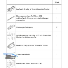 HAWA Junior 100/Z-Pocket Beschlagset Holz SoftMove Federpuffer (30243)