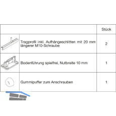 HAWA Junior 100/B Grundbeschlagset Holz ohne Laufwerk Tragschraube 20 mm l�nger