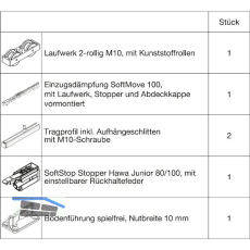 HAWA Junior 100/B Beschlagset Holz SoftStop SoftMove (30227)