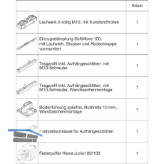 HAWA Junior 100/B-Pocket Beschlagset Holz SoftMove/Federpuffer (30254)
