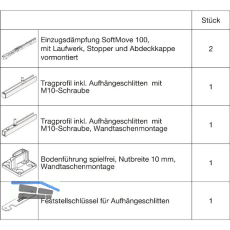 HAWA Junior 100/B-Pocket Beschlagset Holz SoftMove (30255)