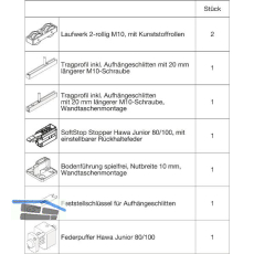 HAWA Junior 100/B-Pocket Beschlagset Holz SoftStop Federpuffer +20 mm (30261)