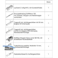 HAWA Junior 100/B-Pocket Beschlagset Holz SoftStop/SoftMove +20 mm (30264)