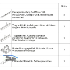 HAWA Junior 100/B-Pocket Beschlagset Holz SoftMove +20 mm (30266)