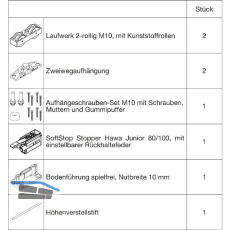 HAWA Junior 100/Z Beschlagset Holz ohne Laufschiene