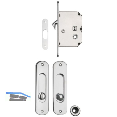 Schiebet�rschloss- u. Griffset, DM 50, Nu� 8 mm, Messing verchromt