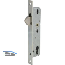 Schiebet�rschloss mit Hakenfalle, PZW, DM 30, VK 8 mm, eckig, silber verzinkt