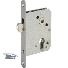 Schiebet�rschloss mit Hakenriegel, PZW, DM 55, VK 8 mm, rund, Edelstahl