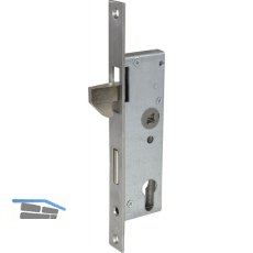 Schiebet�rschloss m. Hakenfalle u. Riegel, PZW, DM 35, VK 8,5 mm,eckig,Edelstahl