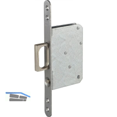 Schiebet�rschloss mit Stirnziehgriff 117 x 75 x 15,5 mm, rund, Edelstahl