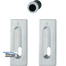 HOPPE Schiebet�rmuschel Set M464 - BB,eckige Rosette,Messing verchromt satiniert