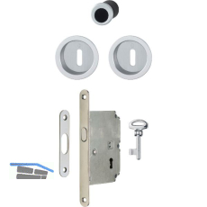 HOPPE Schiebet�rmuschel Set 4920 - BB mit Schloss, rund, verchromt satiniert