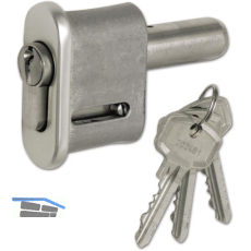 Schiebetor-Zylinderverschluss, Aluminium/Messing vernickelt matt