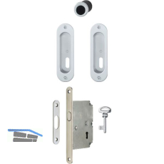 HOPPE Schiebet�rmuschel Set 4930 - BB mit Schloss, oval, verchromt satiniert