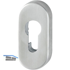 Schutzrosetten PZ oval au�en, 33 x 72 x 10, Edelstahl matt