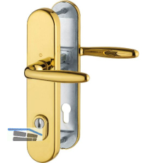 Sicherheits-Dr�ckergarnitur VERONA mit Kernziehschutz,PZ 88, RC2,Messing poliert