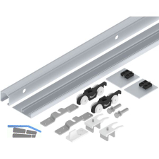 HELM 53 Beschlagset Wand Holz 50 kg Laufschiene L=2100 mm mit Blende silber