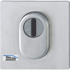 HOPPE Flachrosette eckig-PZ mit KZS, 65-75, Edelstahl