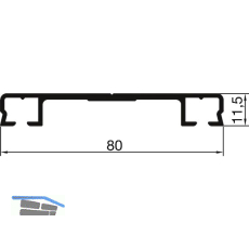 THYSSENKRUPP Syprotech Flachdeckschiene 80/11 ungelocht L=7000 mm Alu blank